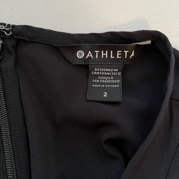 Athleta Brooklyn V Neck Textured Jumpsuit, Black, Sleeveless Stretch Ankle Sz 2 - Picture 5 of 7